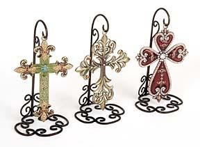 MTL CROSS W/STAND 3/ASST 7""H, 5""W