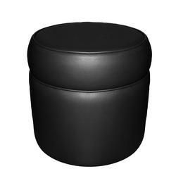 Black Vinyl Tall round non-storage ottoman