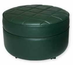 Hunter Vinyl Round quilt-top ottoman