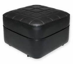 Black Vinyl Square quilt-top ottoman