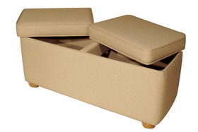 Tan Olefin FabircLarge storage bench with 2' bun feet