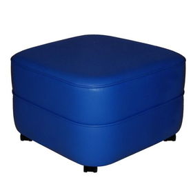 Blue Vinyl Square non-storage ottoman