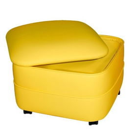 Yellow Vinyl Square storage ottoman