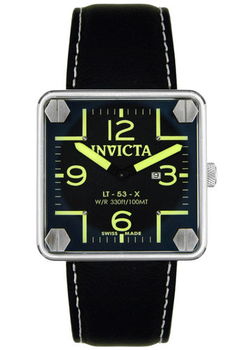 Men's Military Square Black Leather & Dialmen 