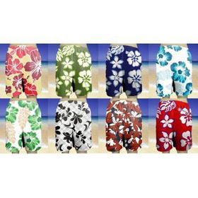 Men's Swim Trunks With Floral Print & Lining Case Pack 48