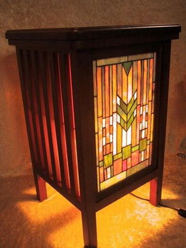 Tiffany-style Mission Design Corner Table Lamp