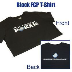 Ladies FullContactPoker.com Black Cotton T-Shirt Mediumladies 