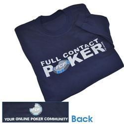 Navy Full Contact Poker Long Sleeve T Shirt- Large