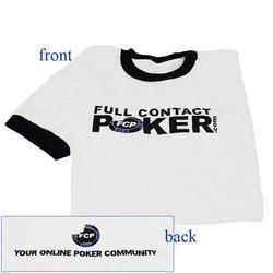 FullContactPoker.com White Cotton T-Shirt- Largefullcontactpoker 