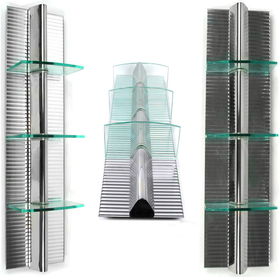 Retro-Futurist Modern 3 Shelf Mirror &amp; Chrome Wall Unit