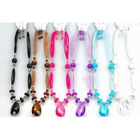 Ladies Acrylic Tear Drop Bead Necklace Set Case Pack 12ladies 