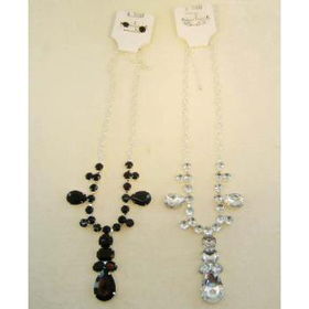 16" Silver Plate Imitation Jewel Necklace Set Case Pack 12