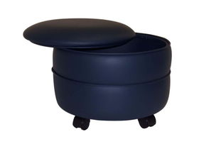 Navy Vinyl Round Storage Ottomannavy 