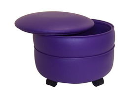 Purple Vinyl Round Storage Ottoman