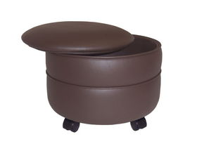 Walnut Vinyl Round Storage Ottomanwalnut 