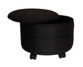 Ebony Fabric Round Storage Ottoman