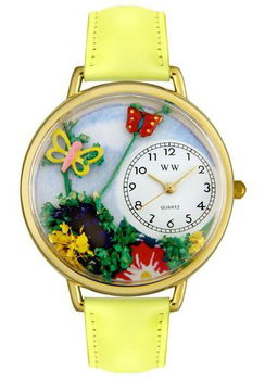 Women's Butterflies Theme Green Yellow Leatherwomen 