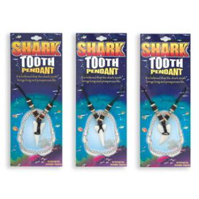Shark Tooth Pendant Necklace Silver Case Pack 3