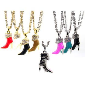 High Heel Shoe Necklaces Gold Case Pack 3