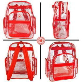 Clear Red School Bag Backpack Case Pack 20