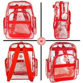 Clear Red School Bag Backpack Case Pack 20red 