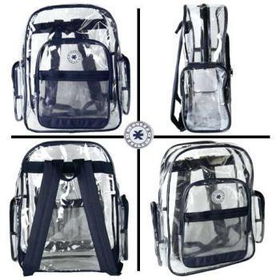 Clear Transparent Navy Schoolbook Backpack Case Pack 20