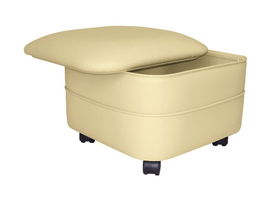 Ivory Vinyl Square Storage Ottomanivory 