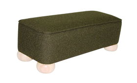 Mossy Green Fabric Small Footstool with 2" Bun Feetmossy 