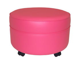 Hot Pink Vinyl Round Extra Large Ottomanpink 