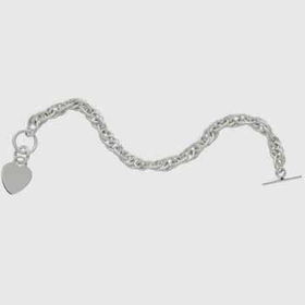Sterling Silver Braided Bracelet w/Dangling Heart Case Pack 1sterling 
