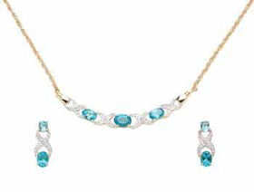 Blue Topaz and Diamond Necklace and Earring Set Case Pack 1blue 