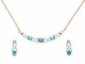 Blue Topaz and Diamond Necklace and Earring Set Case Pack 1blue 