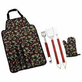 Chefmaster 5pc Deluxe Camo Barbeque Tool Set Case Pack 1