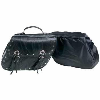 Diamond Buffalo Leather Motorcycle Saddle Bag Set