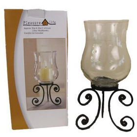 Metal Candle Holder w Glass Hurricane Case Pack 6metal 