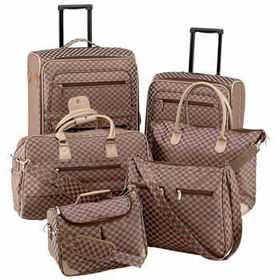 Gigi Chantal 6pc Brown Tapestry Luggage Set Case Pack 1gigi 