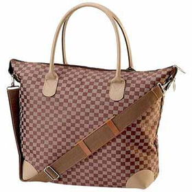 Gigi Chantal Brown Checkered Tapestry Shopping Bag Case Pack 1gigi 
