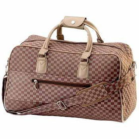 Gigi Chantal Brown Checkered Tapestry Travel Bag Case Pack 1