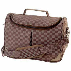 Gigi Chantal Brown Checkered Tapestry Vanity Bag Case Pack 1