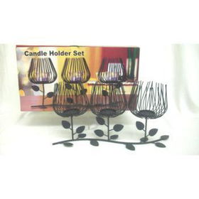 Leaf Motif Metal Candle Holder Case Pack 6leaf 