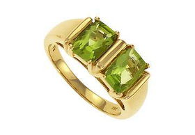 Twin Peridot Ring : 14K Yellow Gold - 2.00 CT TGW - Ring Size 9.5twin 