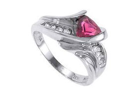 Pink Tourmaline and Diamond Ring : 14K White Gold - 1.00 CT TGW - Ring Size 9.0