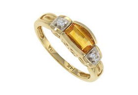 Citrine and Diamond Ring : 14K Yellow Gold - 1.00 CT TGW - Ring Size 9.0citrine 
