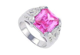 Pink CZ and Cubic Zirconia Sterling Silver Ring