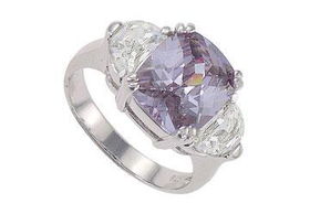 Purple CZ and Cubic Zirconia Sterling Silver Ring : 3.00 CT TGW