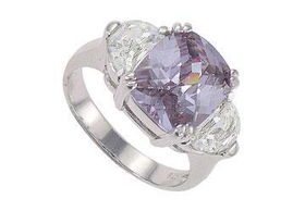 Purple CZ and Cubic Zirconia Sterling Silver Ring : 3.00 CT TGWpurple 