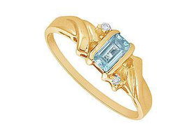 Aquamarine and Diamond Ring : 14K Yellow Gold - 0.50 CT TGW - Ring Size 9.0aquamarine 