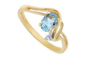 Aquamarine and Diamond Ring : 14K Yellow Gold - 0.50 CT TGW - Ring Size 9.0aquamarine 