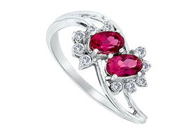 Pink Tourmaline and Diamond Ring : 14K White Gold - 0.75 CT TGW - Ring Size 9.5