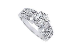 Diamond Engagement Ring : 14K White Gold - 1.00 CT Diamonds - Ring Size 9.0